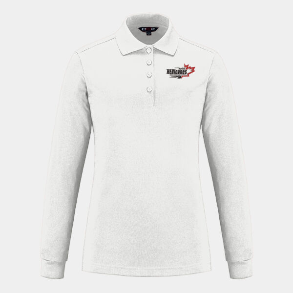 Ladies Long Sleeve Pique Mesh Polo Vendor Thumbnail